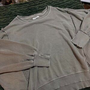 We The Free Free People Women's Green/Khaki Oversized Crewneck Sweatshirt Size M